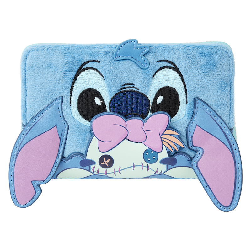 Plush wallet featuring Stitch from Lilo and Stitch holding Scrump